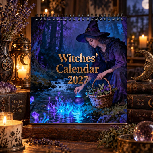 Heksenkalender 2027 Wandkalender – Mystieke heksenkalender voor 12 maanden, wandplanner met het betoverde bos voor liefhebbers van Wicca, hekserij en magi