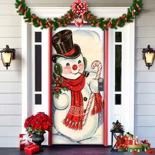 Kerstdeurhoes met feestelijke print – productafbeelding