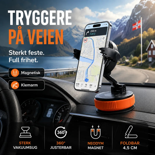 🧲 Magnetische autotelefoonhouder – 360° draaibaar, vacuümbevestiging, klemarmpjes. Geschikt voor 4,7" en groter – stabiel en draagbaar! 🚗✨