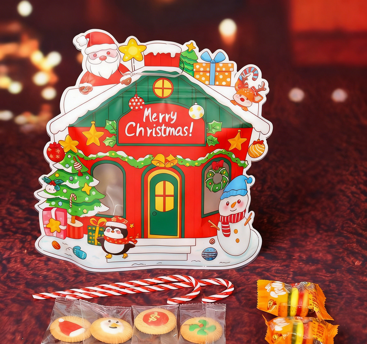 Hersluitbare kerst-uitdeelzakjes met handvat – productafbeelding