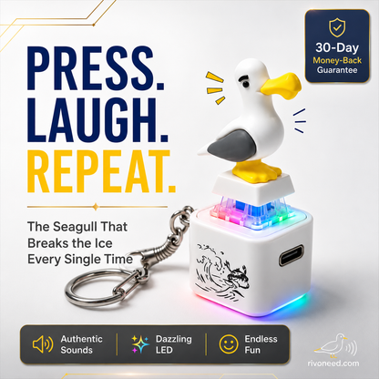 🐦 Grappige Meeuw Sleutelhanger met “MINE!” Geluid｜LED-lampje, Knop en Directe Lachgarantie