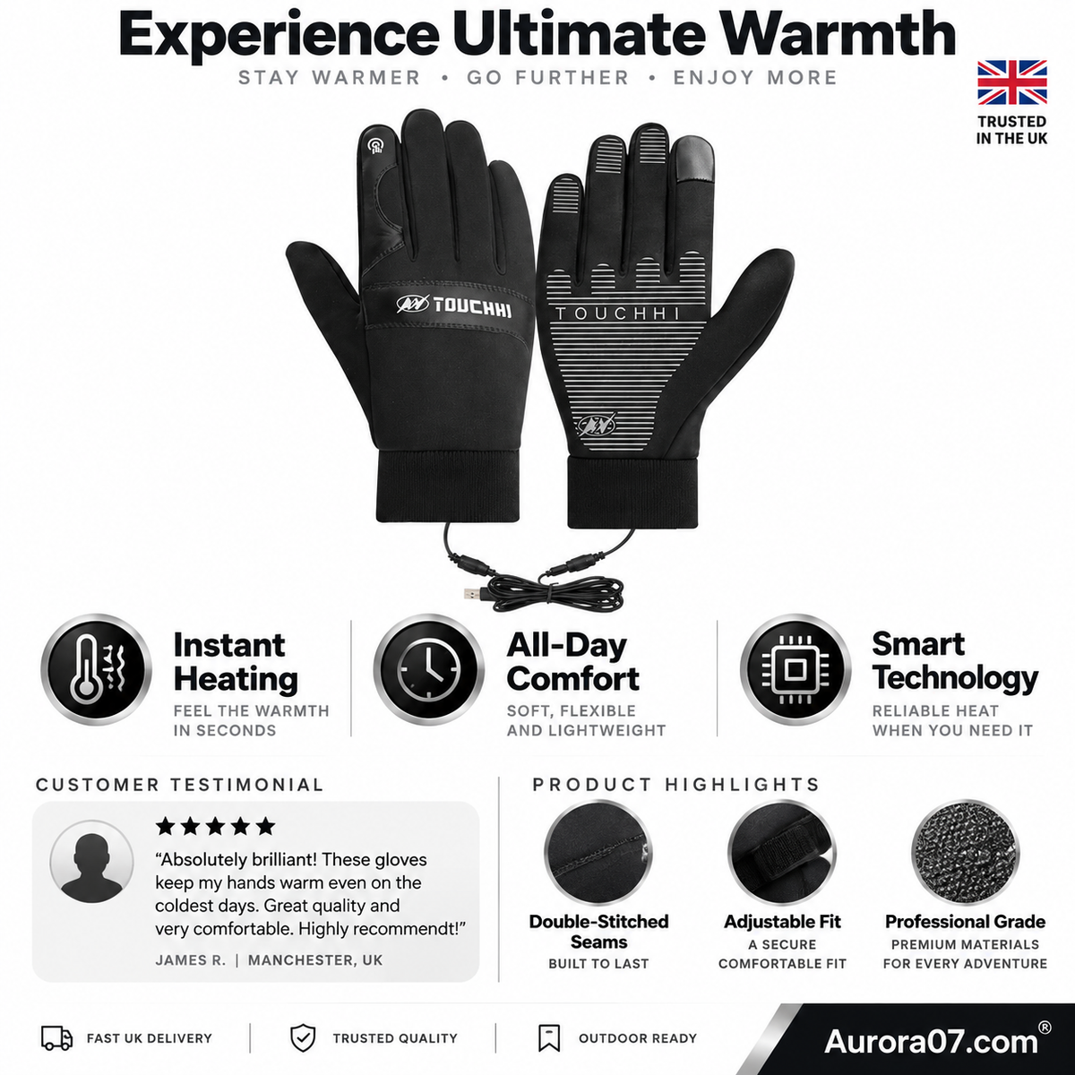 Verwarmde Winterhandschoenen met USB – productafbeelding