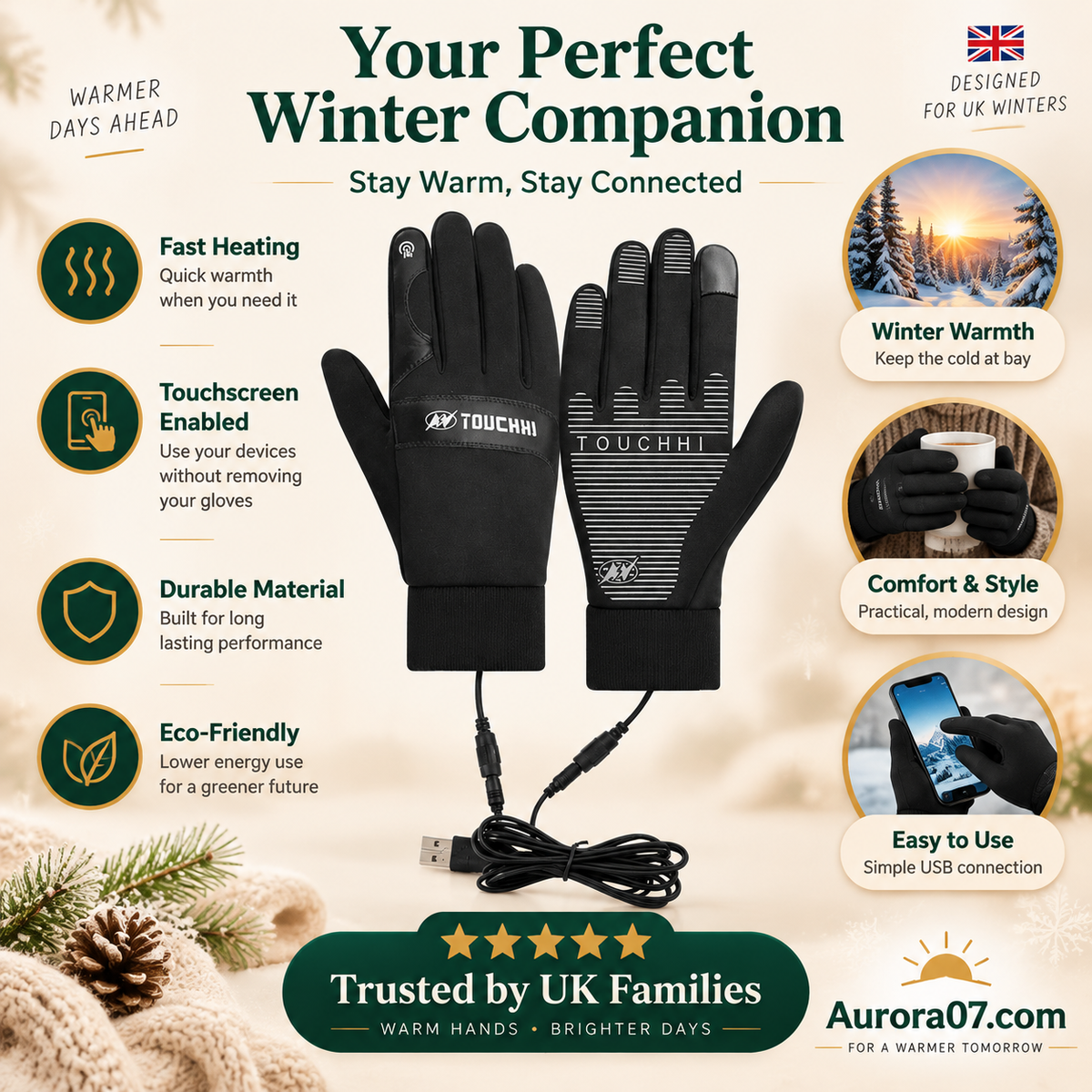 Verwarmde Winterhandschoenen met USB – productafbeelding