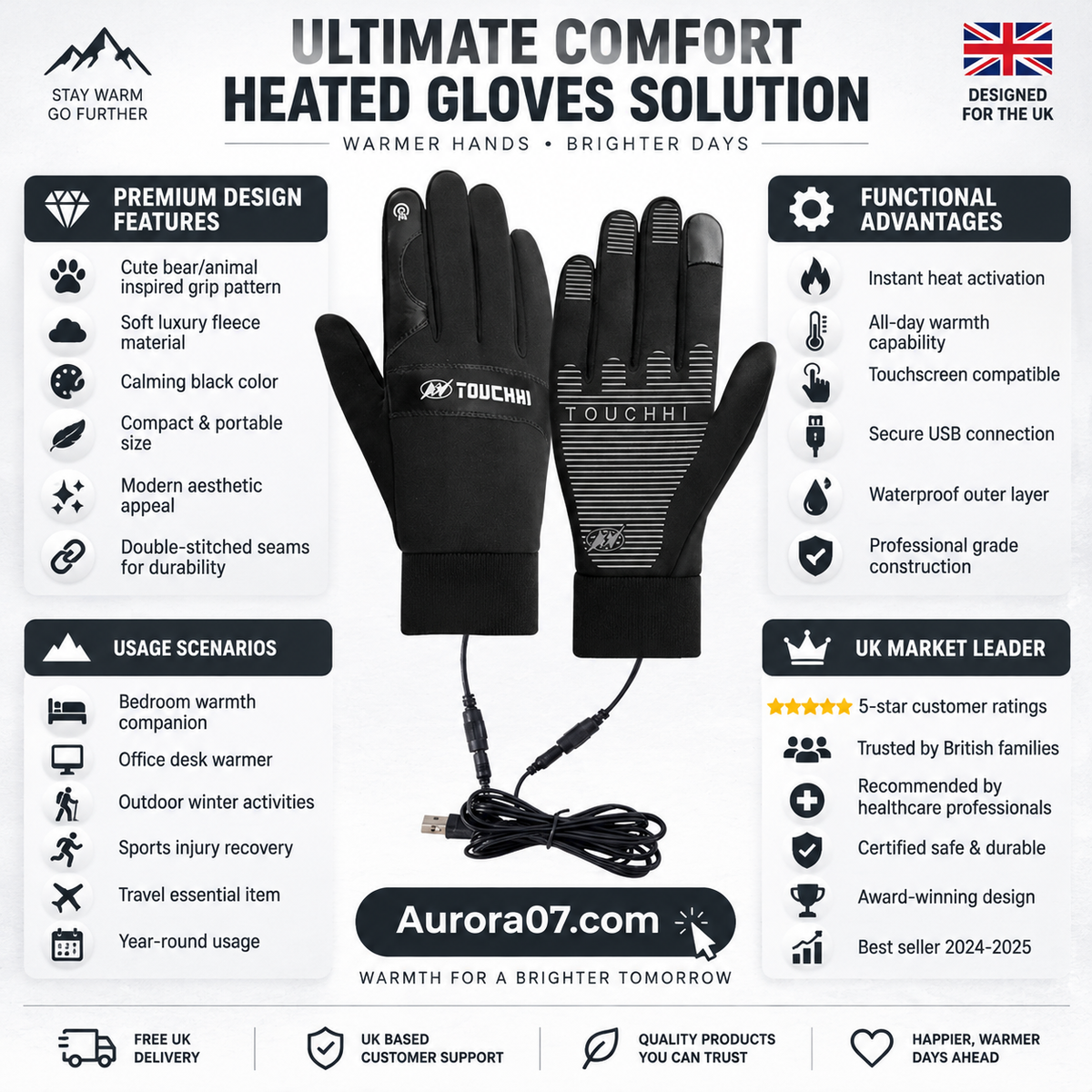 Verwarmde Winterhandschoenen met USB – productafbeelding