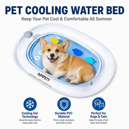 Waterbedmat voor huisdieren – Opblaasbaar, met water gevuld bed voor honden en katten, verkoelende zomermat voor huisdieren met dik, lekbestendig PVC-ontwerp, draagbaar kussen met ijsgevoel voor gebruik binnen en buiten