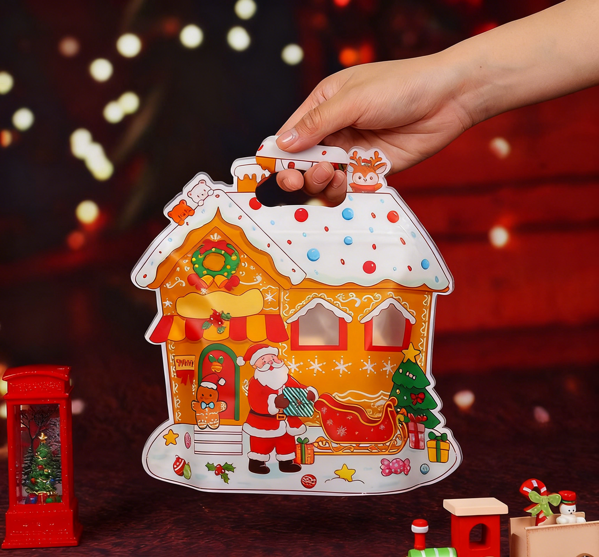 Hersluitbare kerst-uitdeelzakjes met handvat – productafbeelding