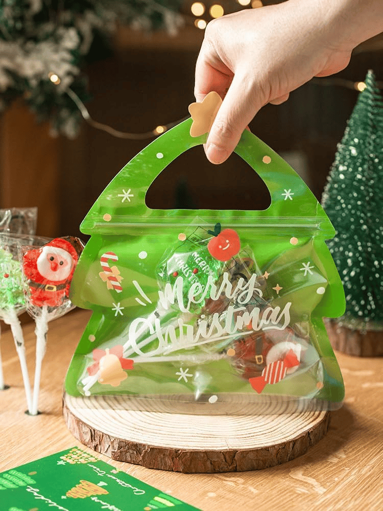 Hersluitbare kerst-uitdeelzakjes met handvat – productafbeelding