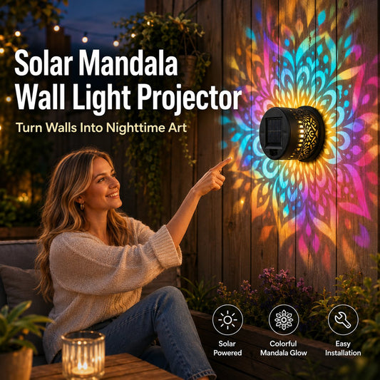 🎁2026 Nieuw binnen 50% KORTING💥🌞💡Solar Mandala wandlamp voor buiten, tuin, hekwerk, projectorlamp, terras, sfeervolle decoratie✨
