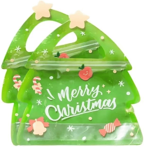 Hersluitbare kerst-uitdeelzakjes met handvat – productafbeelding