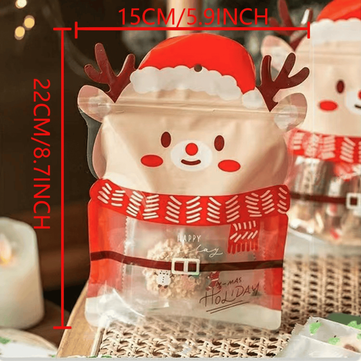 Hersluitbare kerst-uitdeelzakjes met handvat – productafbeelding