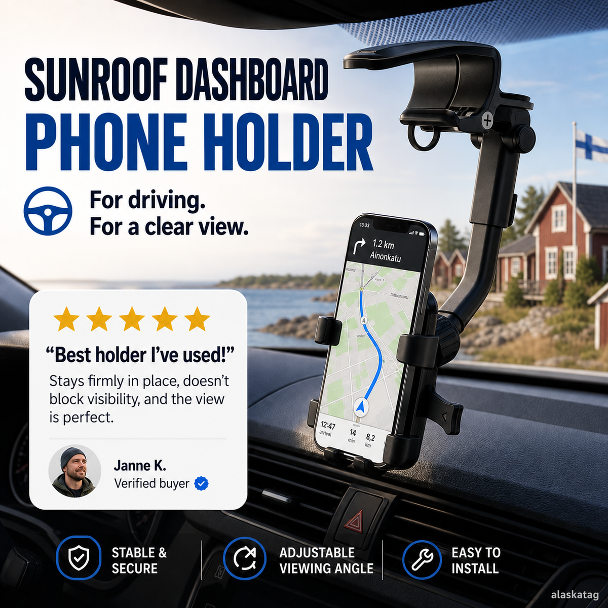 Verstelbare telefoonhouder voor in de auto – productafbeelding