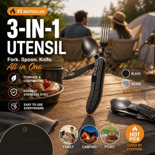 🏕️4-in-1 multifunctionele opvouwbare servies set voor buiten