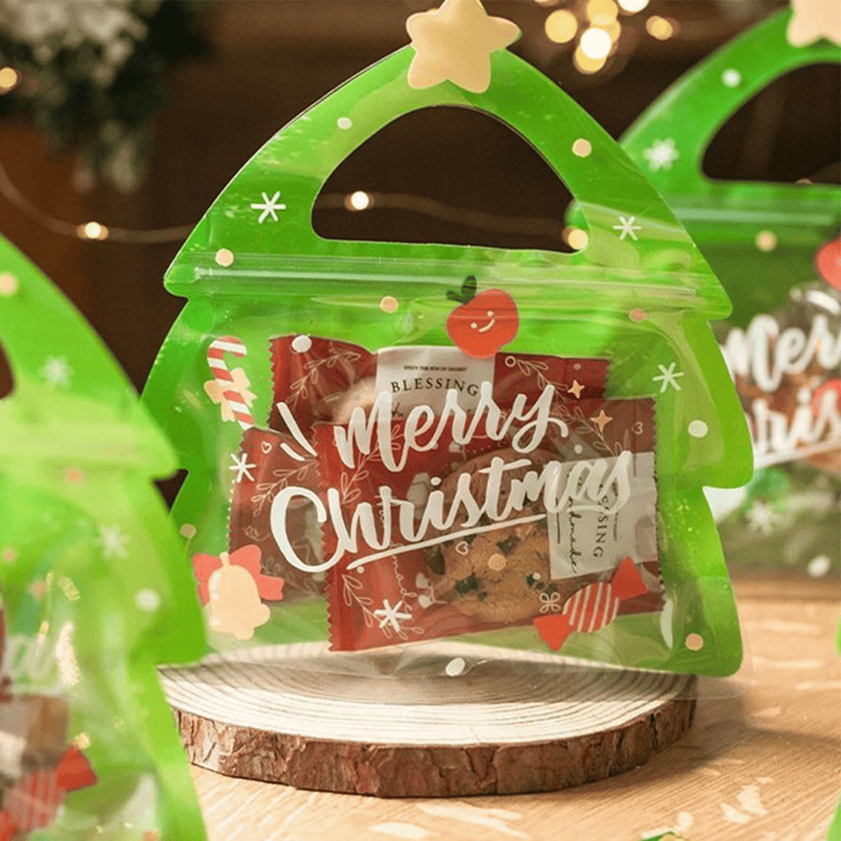 Hersluitbare kerst-uitdeelzakjes met handvat – productafbeelding
