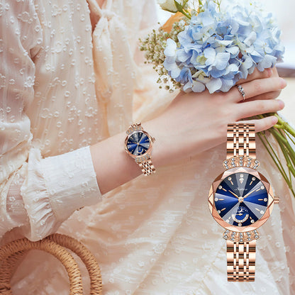 🌙 Elegant dameshorloge met maan- en sterrendetails