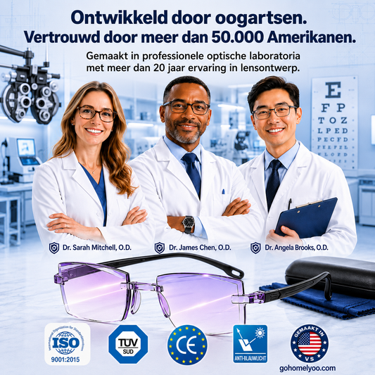 【Je jonge zicht terugkrijgen】Slimme leesbril met zoomfunctie en een rand met diamantslijpsel