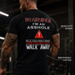 T-shirt met ronde hals en korte mouwen, bedrukt met zelfspot en stoere humor
