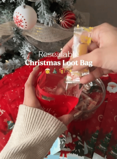 Hersluitbare kerst-uitdeelzakjes met handvat – productafbeelding