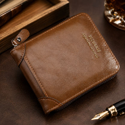 👝 Vintage herenportemonnee met ritssluiting rondom