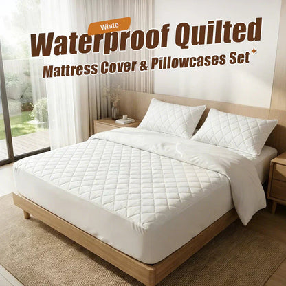 ⏰🔥TIJDELIJK 50% KORTING! 🌤️ Waterdichte gewatteerde matrashoes en kussenslopen set – Beschermt, biedt comfort en is gemakkelijk schoon te maken ✨🛏️