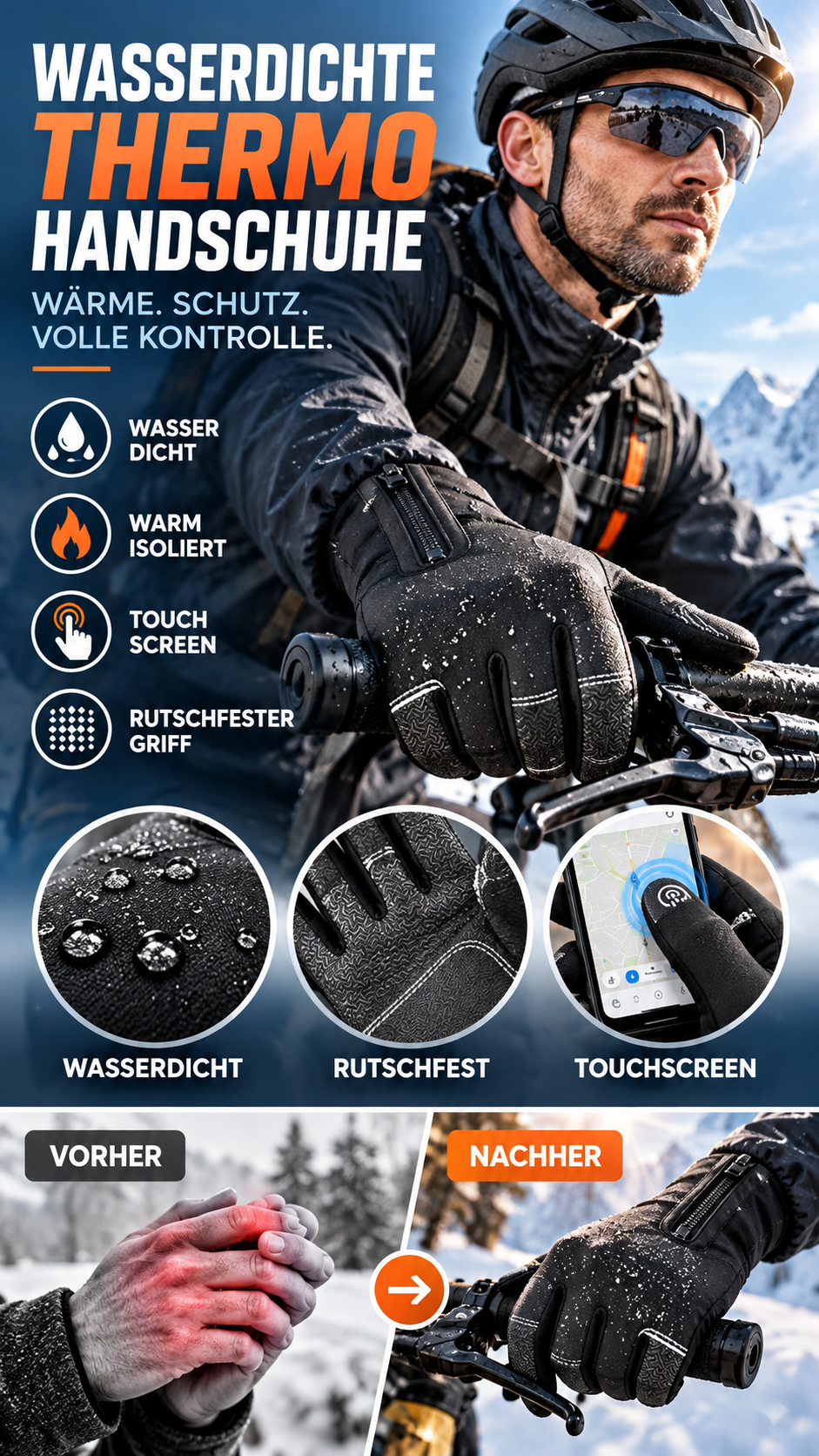 Waterafstotende Touchscreen Winterhandschoenen – productafbeelding