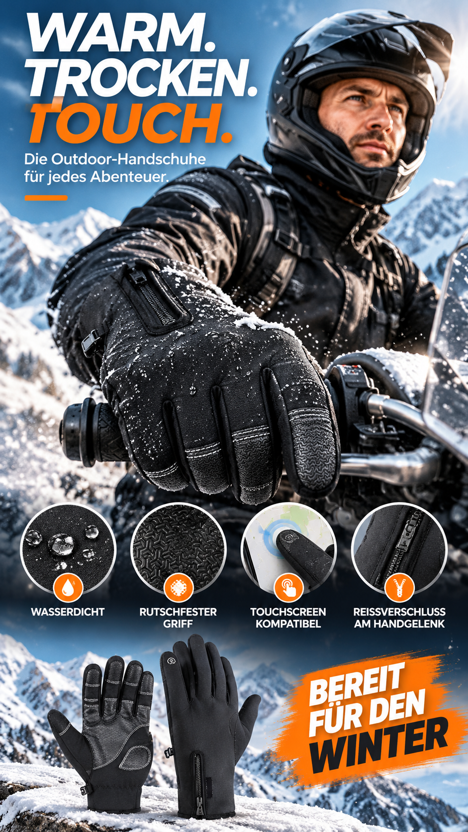 Waterafstotende Touchscreen Winterhandschoenen – productafbeelding