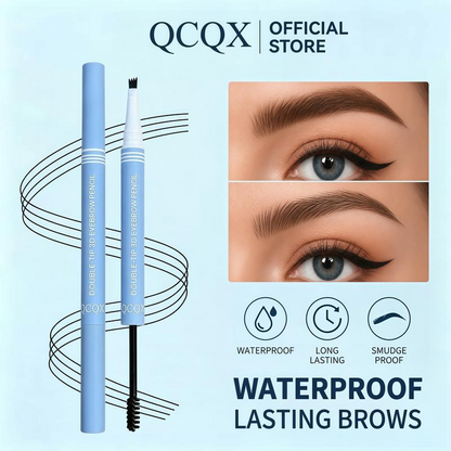 Waterbestendig 2-in-1 mini-wenkbrauwpotlood en gekleurde wenkbrauwgel: langhoudende make-up voor de wenkbrauwen om natuurlijke en realistische lijnen te creëren die de haartjes nabootsen.
