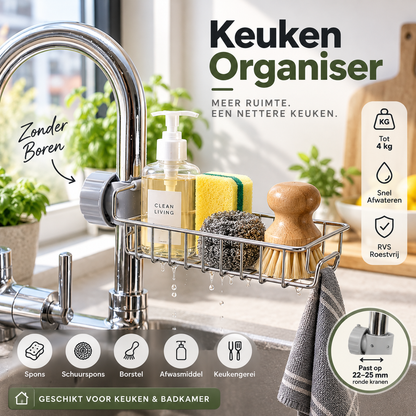 RVS Gootsteenorganizer voor Kraanmontage – productafbeelding