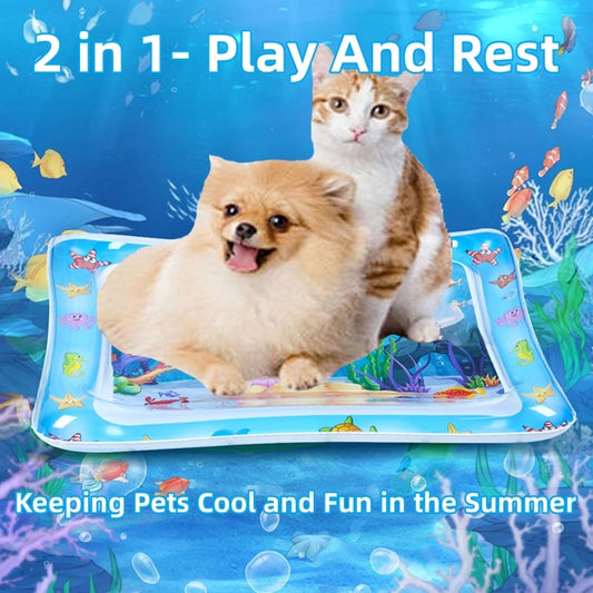 ❄️Zomerfresh 50% Korting!😻Water Speelmat voor Katten – Sensorische Oceaanmat met Drijvende Visjes voor Binnenkatten
