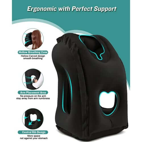 Opblaasbaar Ergonomisch Reiskussen – productafbeelding