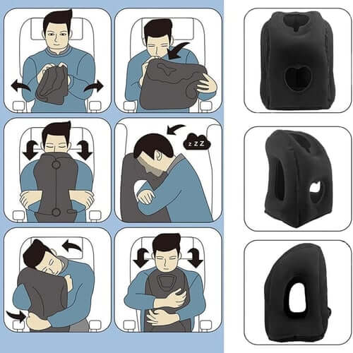 Opblaasbaar Ergonomisch Reiskussen – productafbeelding