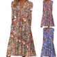 🎁2026 Nieuw binnen 50% KORTING💥Casual damesjurk met bloemenprint, V-hals en losse pasvorm
