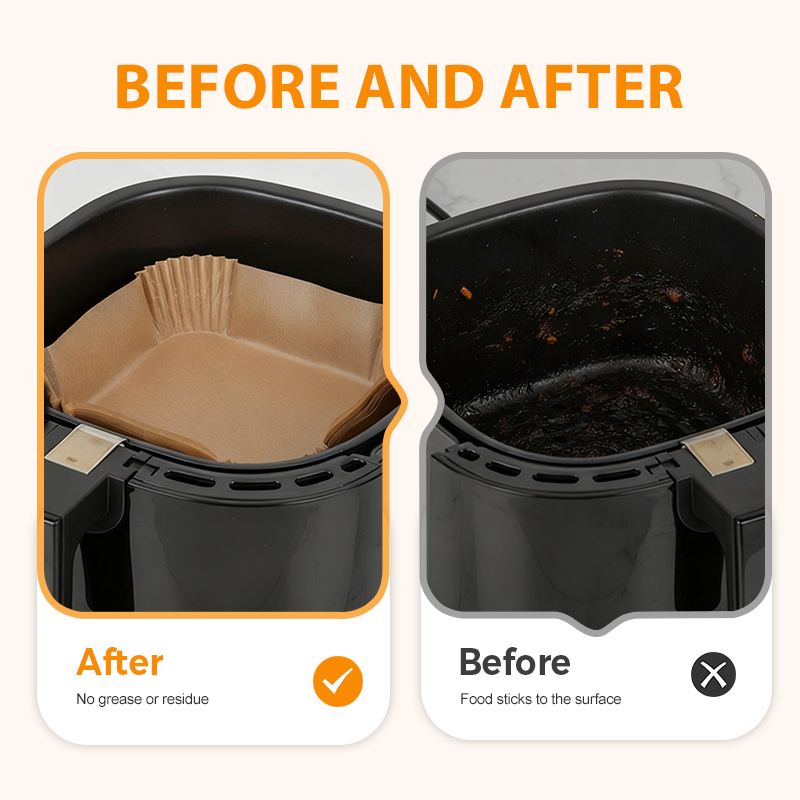 Wegwerpbare bakpapierbakjes voor airfryer – productafbeelding