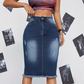 👗 Damesrok van denim met hoge taille en gerafelde zoom – Trendy, comfortabel en moeiteloos chic ✨💖