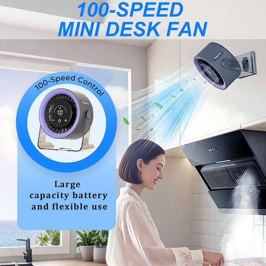 💥[Onmisbaar bij hittegolven] Bureauventilator met LED-display, USB-voeding, draagbaar, 100 snelheden, 120' kantelbaar, stil, lange batterijduur, oscillerende tafelventilator voor de slaapkamer, kantoor, thuis en op de camping