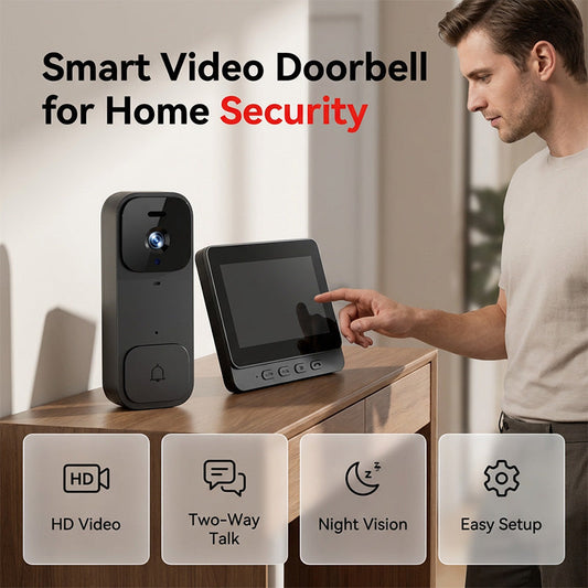 ⚡Slimme videodeurbel met 4,3" scherm – live bewaking & tweerichtingsaudio🏡