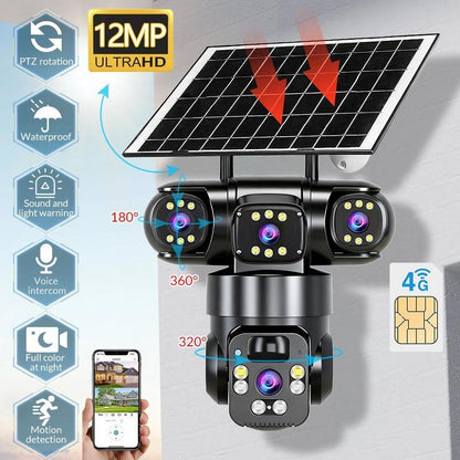 ⏳Tijdelijke aanbieding⏰ 6K 9 MP wifi-beveiligingscamera voor buiten | 10x zoom, 3 lenzen, 360° PTZ | IP66 waterdicht, nachtzicht in kleur, tweeweg audio, bewegingsvolging