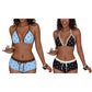 Bikiniset met haltertop en stippenprint en een boyshort