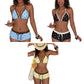 Bikiniset met haltertop en stippenprint en een boyshort