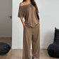 Tweedelige set voor dames: top met blote schouders en broek