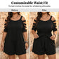 Casual jumpsuit voor dames met open schouders en strik in de taille