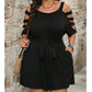 Casual jumpsuit voor dames met open schouders en strik in de taille