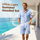 ☀️ Lichtgewicht Heren Zomerset met Capuchon｜✨ Casual Overhemd en Short voor Vakantie en Vrije Tijd