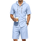 ☀️ Lichtgewicht Heren Zomerset met Capuchon｜✨ Casual Overhemd en Short voor Vakantie en Vrije Tijd