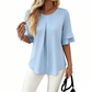 Damesblouse met ruches en korte mouwe