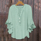 Elegante blouse met V-hals en gerimpelde mouwe