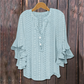 Elegante blouse met V-hals en gerimpelde mouwe