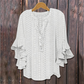 Elegante blouse met V-hals en gerimpelde mouwe