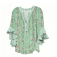 Elegante blouse met V-hals en gerimpelde mouwe