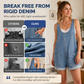 Zomerse, ruimvallende denim-overallshorts voor dames