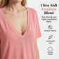 Dames-T-shirt met diepe V-hals en korte mouwe